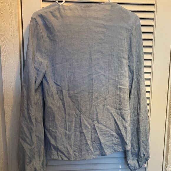 TOPSHOP blue‎ twist waist open front blouse - Picture 3 of 9